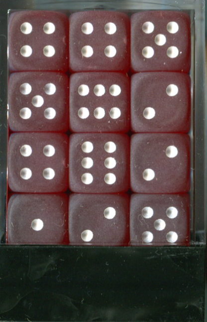 Dice Block: Frosted, Red with white (36 x 12mmD6), pipped