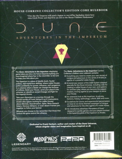 House Corrino Collector's Edition - Dune: Adventures in the Imperium RPG Core Rulebook - Afbeelding 3