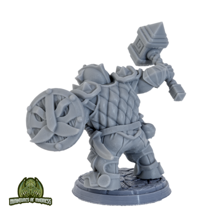 Dwarf Soldier 1A with helmet (Hold My Dwarf 3D print, resin) - Afbeelding 2