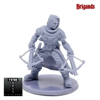 Female Bandit with 2 Crossbows (Bandit c07) (Brigands 3D print, resin)