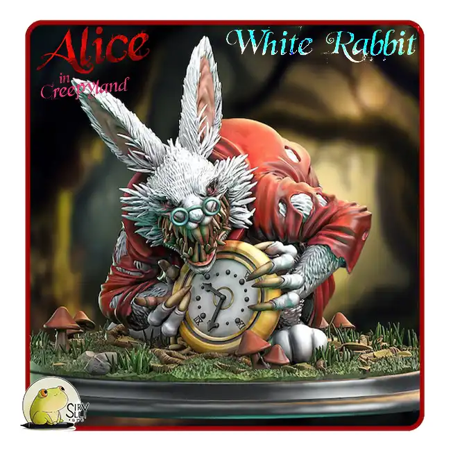 White Rabbit creature (Alice in Creepyland 3D print, resin) - Image 6