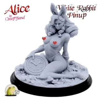 White Rabbit (pinup, topless) NSFW (Alice in Creepyland 3D print, resin)
