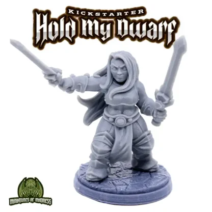 Female Dwarf Soldier 4C Swordfighter (Hold My Dwarf 3D print, resin)