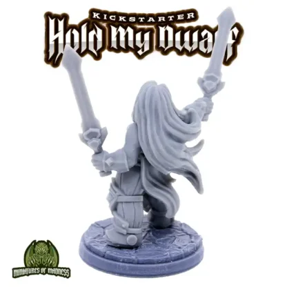 Female Dwarf Soldier 4C Swordfighter (Hold My Dwarf 3D print, resin) - Afbeelding 2