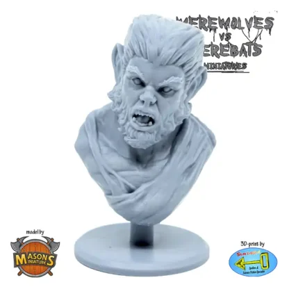 Wolfman Bust (Werewolves VS Werebats 3D print, resin)