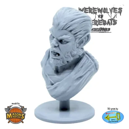 Wolfman Bust (Werewolves VS Werebats 3D print, resin) - Afbeelding 2