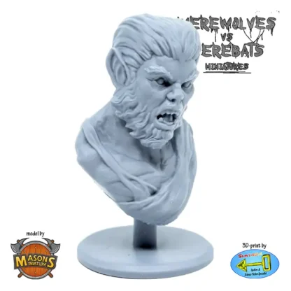 Wolfman Bust (Werewolves VS Werebats 3D print, resin) - Afbeelding 4