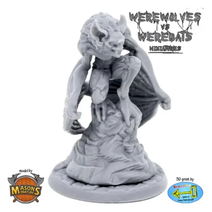 Werebat on a rock (Werewolves VS Werebats 3D print, resin)