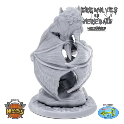 Werebat on a rock (Werewolves VS Werebats 3D print, resin) - Afbeelding 3