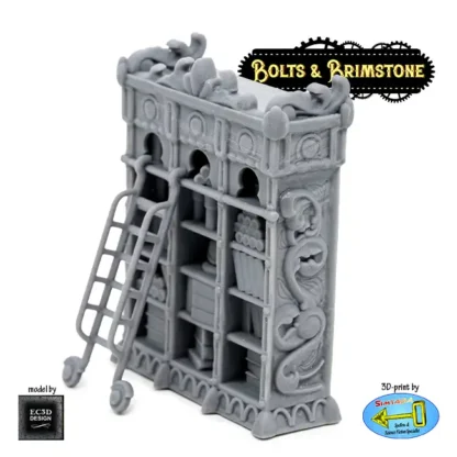 Library: Bookshelf (Bolts & Brimstone 3D print, resin) - Afbeelding 2