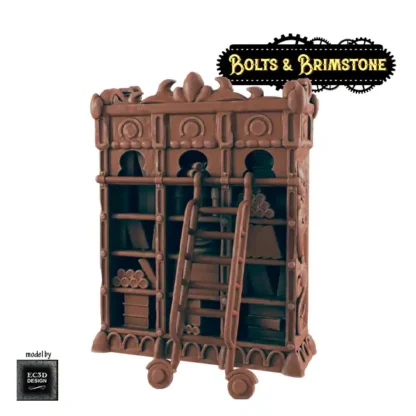 Library: Bookshelf (Bolts & Brimstone 3D print, resin) - Afbeelding 4