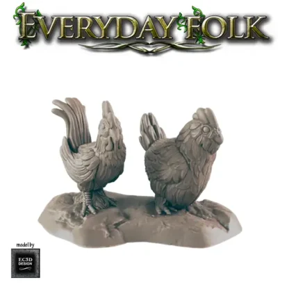 Chicken set 1 (Everyday Folk 3D print, resin) - Afbeelding 3