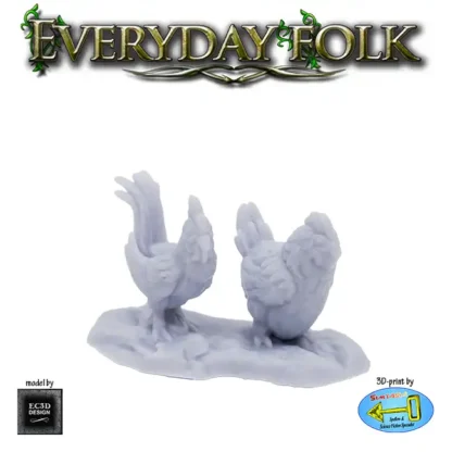 Chicken set 1 (Everyday Folk 3D print, resin)