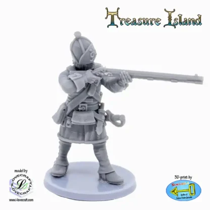 British Royal Marine, standing aiming with Rifle (Treasure Island 3D print, resin)