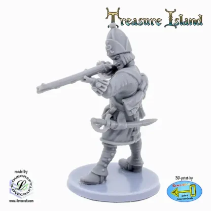 British Royal Marine, standing aiming with Rifle (Treasure Island 3D print, resin) - Afbeelding 2
