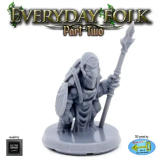 Male Turtlefolk Guardsman (Everyday Folk 2 3D print, resin)