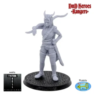 Female Tiefling Ranger (DnD Heroes, 3D print, resin)