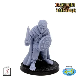 Male Halfling Soldier w Sword & Shield (resin 3D print)