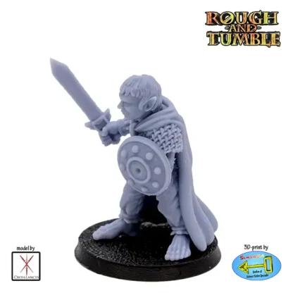 Male Halfling Soldier w Sword & Shield (resin 3D print) - Afbeelding 2