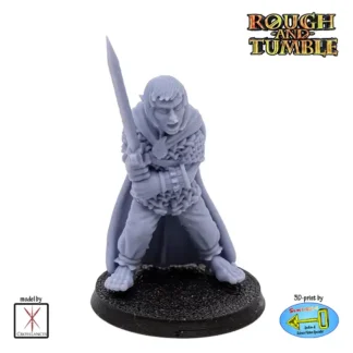 Male Halfling Soldier w Two-handed Sword (resin 3D print)