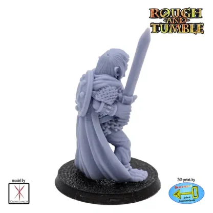 Male Halfling Soldier w Two-handed Sword (resin 3D print) - Image 3