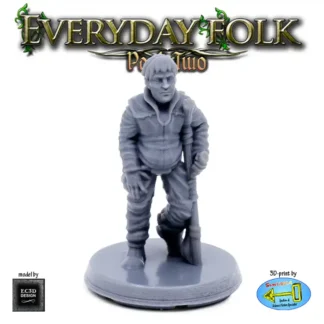 Injured Male Human with Crutches (Everyday Folk 2 3D print, resin)