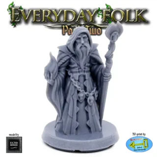 Old Male Human Sorcerer (Everyday Folk 2 3D print, resin)