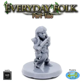 Female Dwarf Cutter (Everyday Folk 2 3D print, resin)