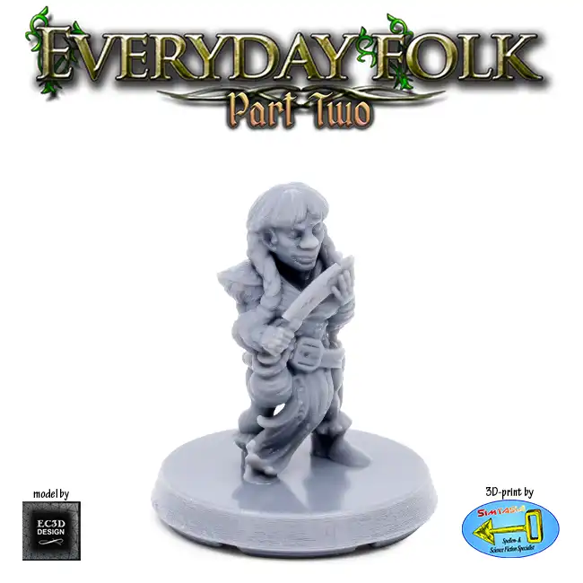 Female Dwarf Cutter (Everyday Folk 2 3D print, resin)