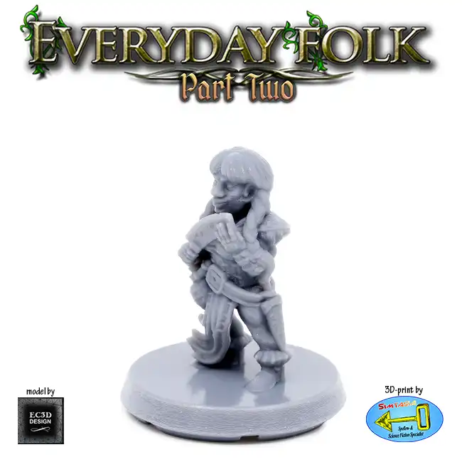 Female Dwarf Cutter (Everyday Folk 2 3D print, resin) - Afbeelding 2