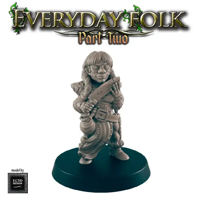 Female Dwarf Cutter (Everyday Folk 2 3D print, resin) - Afbeelding 4