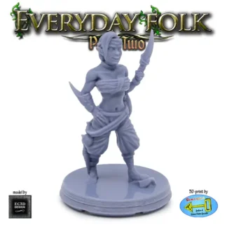 Female Elf Assassin (Everyday Folk 2 3D print, resin)