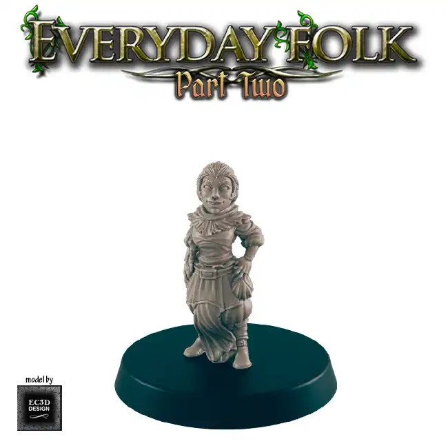 Female Halfling Bandit (Everyday Folk 2 3D print, resin) - Image 3