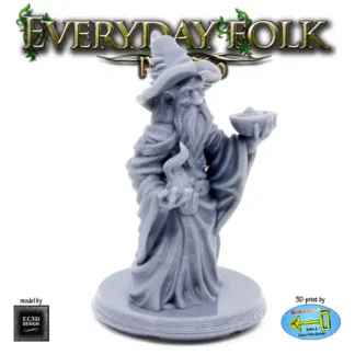 Male Human Hedge Wizard (Everyday Folk 2 3D print, resin)