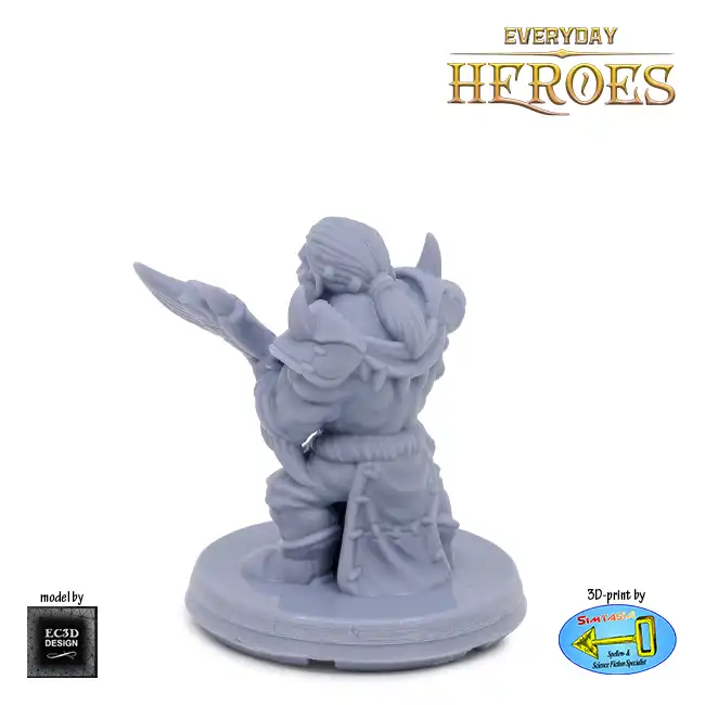 Male Dwarf Barbarian (Everyday Heroes 3D print, resin) - Afbeelding 2