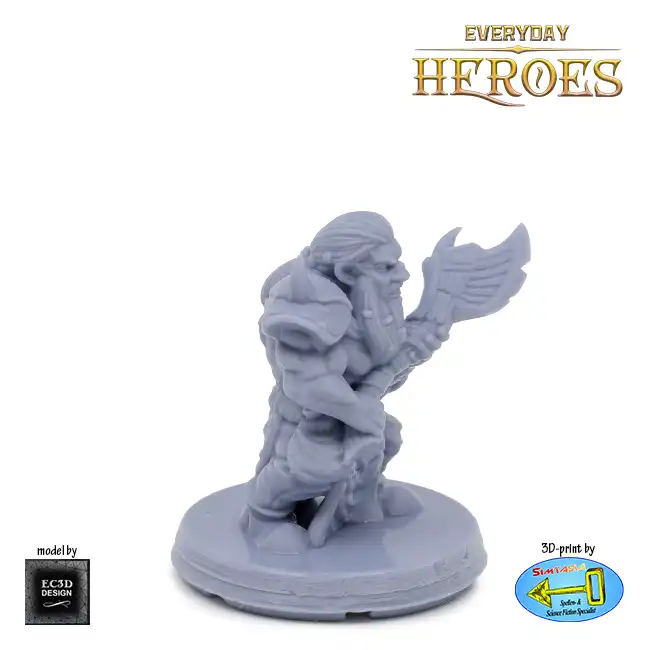Male Dwarf Barbarian (Everyday Heroes 3D print, resin) - Afbeelding 3