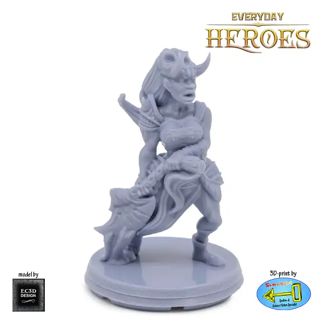 Female Human Barbarian (Everyday Heroes 3D print, resin)