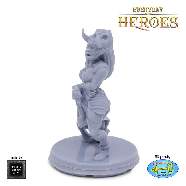 Female Human Barbarian (Everyday Heroes 3D print, resin) - Afbeelding 2
