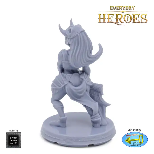 Female Human Barbarian (Everyday Heroes 3D print, resin) - Afbeelding 3