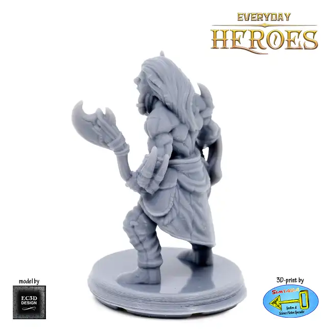 Male Human Barbarian (Everyday Heroes 3D print, resin) - Afbeelding 2