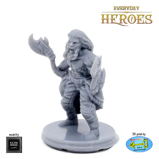 Male Human Barbarian (Everyday Heroes 3D print, resin) - Afbeelding 4