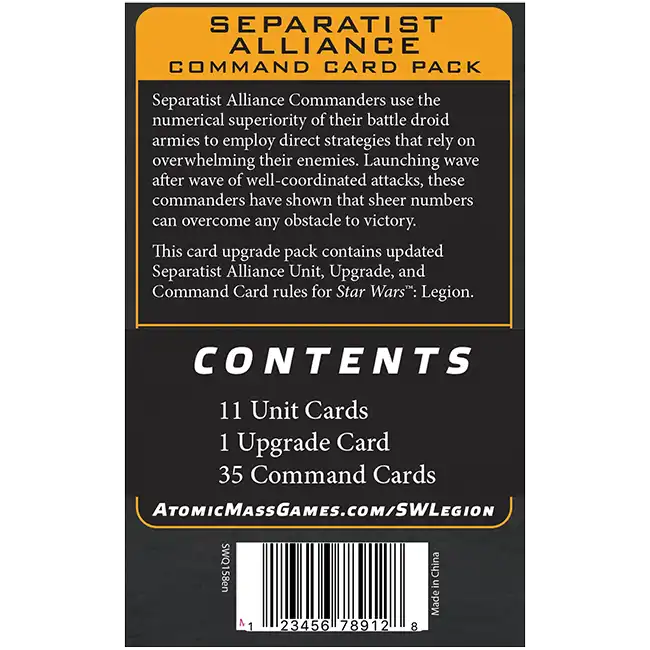 Separatist Alliance Command Card Pack (Star Wars: Legion) - Afbeelding 2