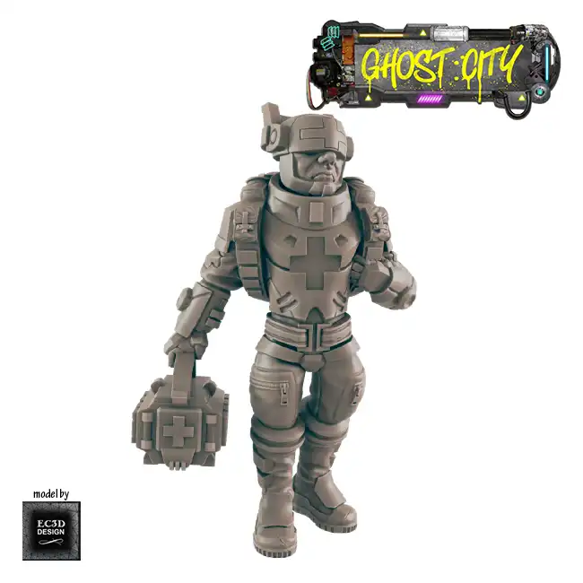 Male Armored Medic (Ghost City 3D print, resin) - Afbeelding 4