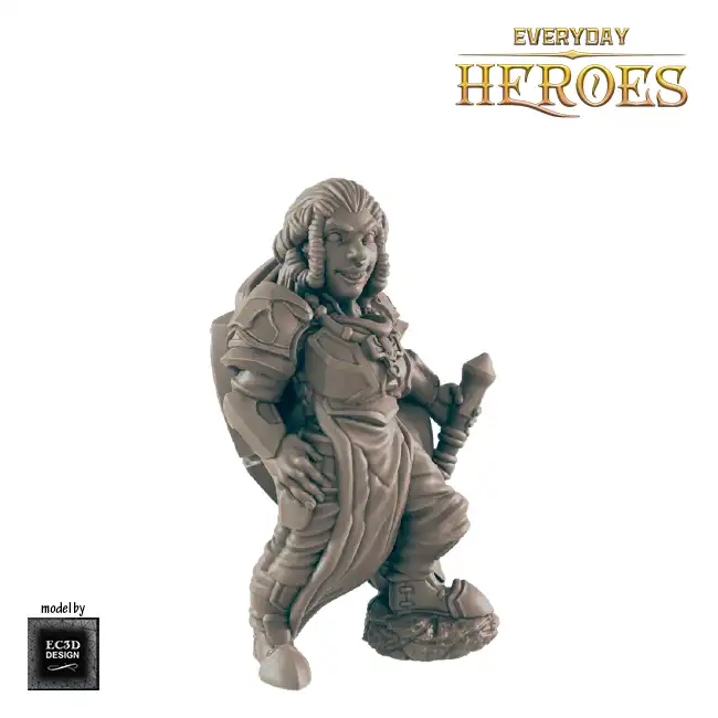Female Dwarf Cleric (Everyday Heroes 3D print, resin) - Afbeelding 4