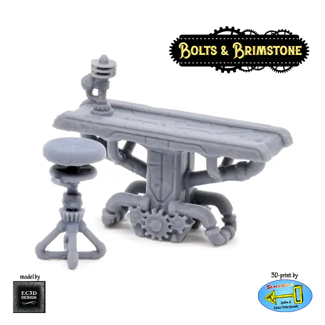 Workshop: Gear Table & Stool (Set) (Bolts & Brimstone 3D print, resin)