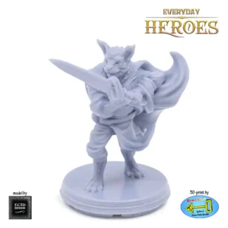 Male Catfolk Fighter (Everyday Heroes 3D print, resin)