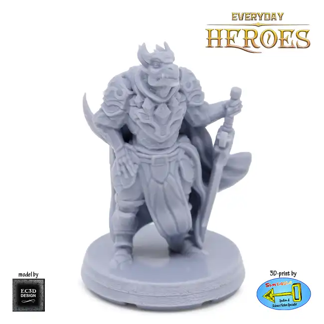 Male Dragonkin Paladin (Everyday Heroes 3D print, resin)