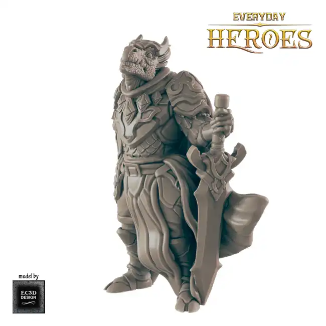 Male Dragonkin Paladin (Everyday Heroes 3D print, resin) - Afbeelding 4