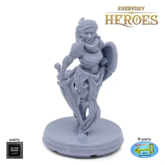 Female Half-Orc Paladin (Everyday Heroes 3D print, resin)