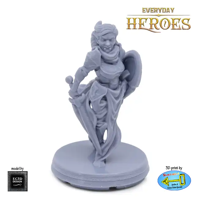 Female Half-Orc Paladin (Everyday Heroes 3D print, resin)